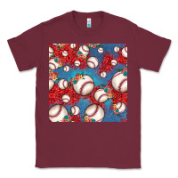 Burgundy baseball paisley and jean pattern, baseball seamless pattern Classic Tee - JahusDesignShop