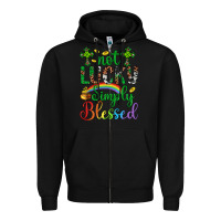 Black Western St. Patrick's Day Cross Not Lucky Simply Blessed Zipper Hoodie - Artiststas