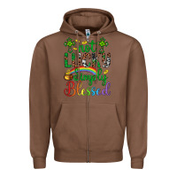 Chestnut Western St. Patrick's Day Cross Not Lucky Simply Blessed Zipper Hoodie - Artiststas