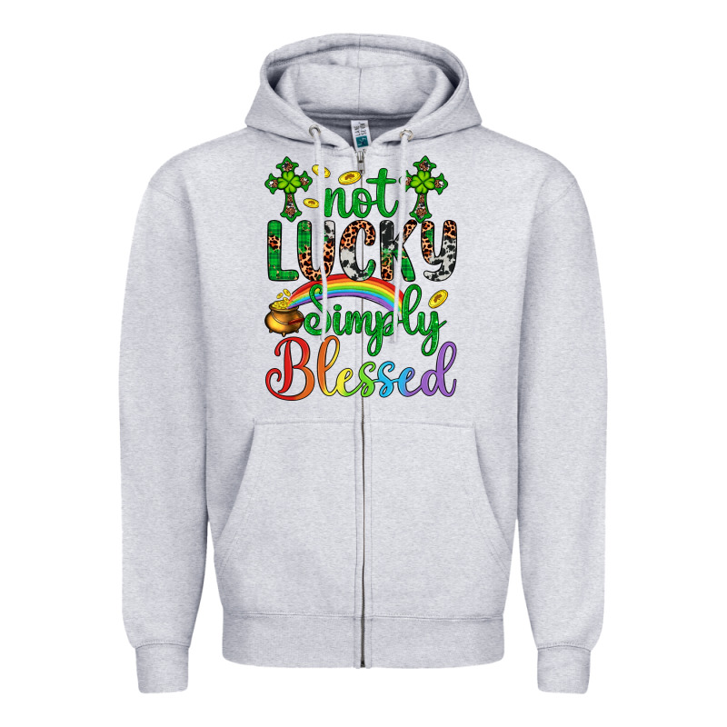 Western St. Patrick's Day Cross Not Lucky Simply Blessed Zipper Hoodie by Artiststas | Teevron