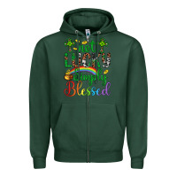 Sports Green Western St. Patrick's Day Cross Not Lucky Simply Blessed Zipper Hoodie - Artiststas