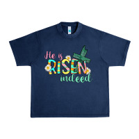 Navy He is risen indeed Easter Urban Heavy Tee - CowGirlArtShop