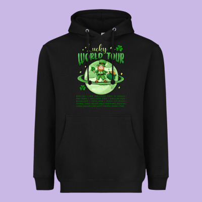 Lucky World Tour St. Patrick's Day Heavyweight Hoodie Designed By Maliassmallbusiness