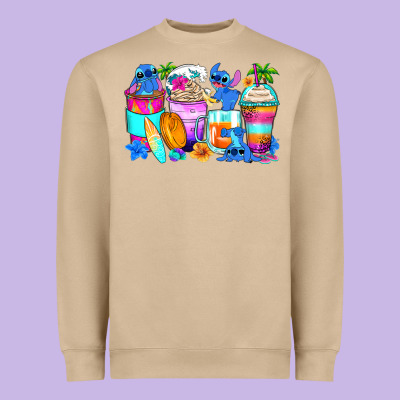 Stitch Summer Coffee Cups Heavyweight Sweatshirt Designed By Zillion Design Studio