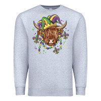 Heather Grey mardi gras cow Premium Sweatshirt - MaliasSmallBusiness