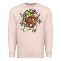 Pale Pink mardi gras cow Premium Sweatshirt - MaliasSmallBusiness