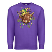 Purple mardi gras cow Premium Sweatshirt - MaliasSmallBusiness