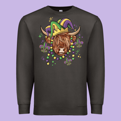 Mardi Gras Cow Premium Sweatshirt Designed By Maliassmallbusiness