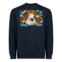 Navy cowhide leopard calf Heavyweight Sweatshirt - RanaPortraitStore