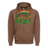 Chestnut Western St. Patrick's Rainbow Lucky And Blessed Zipper Hoodie - Artiststas