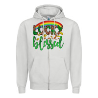 Dove Grey Western St. Patrick's Rainbow Lucky And Blessed Zipper Hoodie - Artiststas