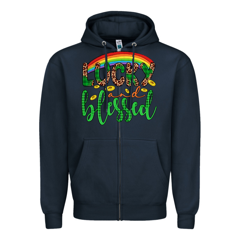 Western St. Patrick's Rainbow Lucky And Blessed Zipper Hoodie by Artiststas | Teevron