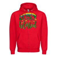 Red Western St. Patrick's Rainbow Lucky And Blessed Zipper Hoodie - Artiststas