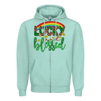 Seafoam Western St. Patrick's Rainbow Lucky And Blessed Zipper Hoodie - Artiststas