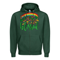 Sports Green Western St. Patrick's Rainbow Lucky And Blessed Zipper Hoodie - Artiststas