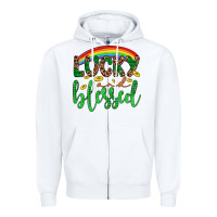 White Western St. Patrick's Rainbow Lucky And Blessed Zipper Hoodie - Artiststas