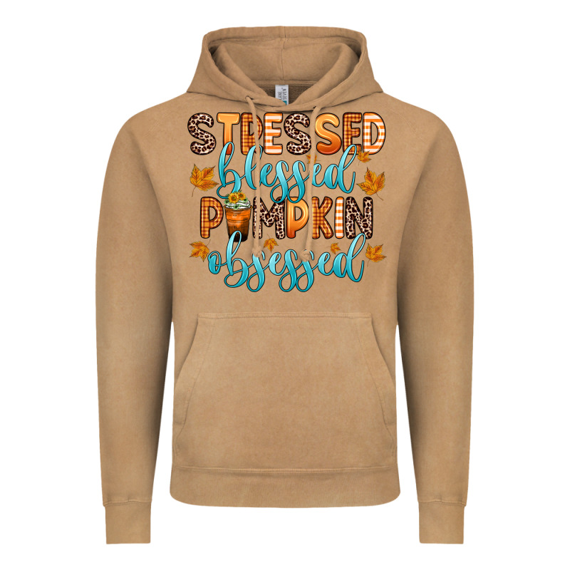 Stressed Blessed Pumpkin Obsessed Vintage Hoodie by Zillion Design Studio | Teevron