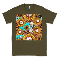 Army Green baseball leopard turquoise sunflower seamless pattern Classic Tee - JahusDesignShop