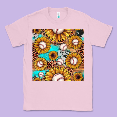 Baseball Leopard Turquoise Sunflower Seamless Pattern Classic Tee Designed By Jahusdesignshop