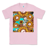 Bubblegum Pink baseball leopard turquoise sunflower seamless pattern Classic Tee - JahusDesignShop