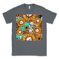 Charcoal Heather baseball leopard turquoise sunflower seamless pattern Classic Tee - JahusDesignShop