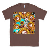 Chestnut baseball leopard turquoise sunflower seamless pattern Classic Tee - JahusDesignShop