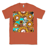 Copper baseball leopard turquoise sunflower seamless pattern Classic Tee - JahusDesignShop