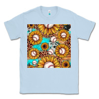 Dusty Blue baseball leopard turquoise sunflower seamless pattern Classic Tee - JahusDesignShop