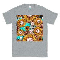 Heather Grey baseball leopard turquoise sunflower seamless pattern Classic Tee - JahusDesignShop