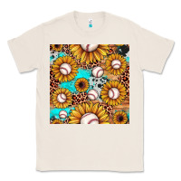 Natural baseball leopard turquoise sunflower seamless pattern Classic Tee - JahusDesignShop