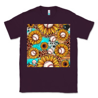 Plum baseball leopard turquoise sunflower seamless pattern Classic Tee - JahusDesignShop