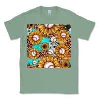 Sage baseball leopard turquoise sunflower seamless pattern Classic Tee - JahusDesignShop