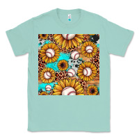 Seafoam baseball leopard turquoise sunflower seamless pattern Classic Tee - JahusDesignShop