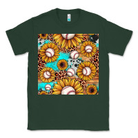 Sports Green baseball leopard turquoise sunflower seamless pattern Classic Tee - JahusDesignShop