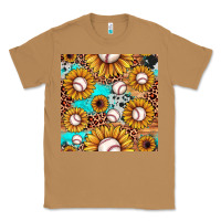 Toasted Coconut baseball leopard turquoise sunflower seamless pattern Classic Tee - JahusDesignShop