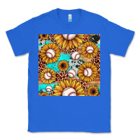 True Royal baseball leopard turquoise sunflower seamless pattern Classic Tee - JahusDesignShop