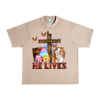 French Oak He lives Easter Day Urban Heavy Tee - CowGirlArtShop