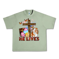 Oil Green He lives Easter Day Urban Heavy Tee - CowGirlArtShop
