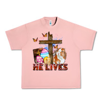 Salmon He lives Easter Day Urban Heavy Tee - CowGirlArtShop