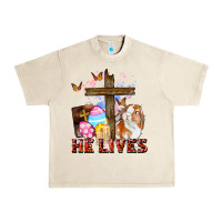 Sandshell He lives Easter Day Urban Heavy Tee - CowGirlArtShop