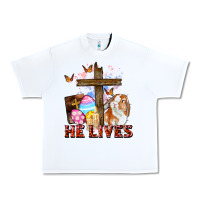 White He lives Easter Day Urban Heavy Tee - CowGirlArtShop