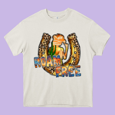 Cowgirl Horseshoe Heavy Core Tee Designed By Racoondesign