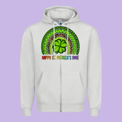 Happy St. Patrick's Day Shamrock Rainbow Zipper Hoodie Designed By Artiststas