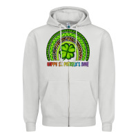 Dove Grey Happy St. Patrick's Day Shamrock Rainbow Zipper Hoodie - Artiststas