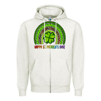 Oatmeal Heather Happy St. Patrick's Day Shamrock Rainbow Zipper Hoodie - Artiststas
