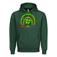 Sports Green Happy St. Patrick's Day Shamrock Rainbow Zipper Hoodie - Artiststas