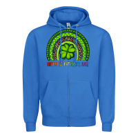 True Royal Happy St. Patrick's Day Shamrock Rainbow Zipper Hoodie - Artiststas