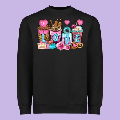Valentine's Day Coffee Cups Heavyweight Sweatshirt Designed By Zillion Design Studio