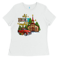 White the church  holy night western truck Ladies Tee - AdoDesignShop