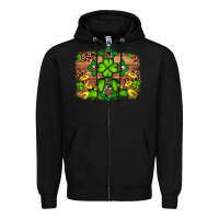 Black Western Shamrock Cross Leopard Background Zipper Hoodie - Artiststas